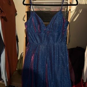 Macy's Blue and Pink Glitter Midi Dress